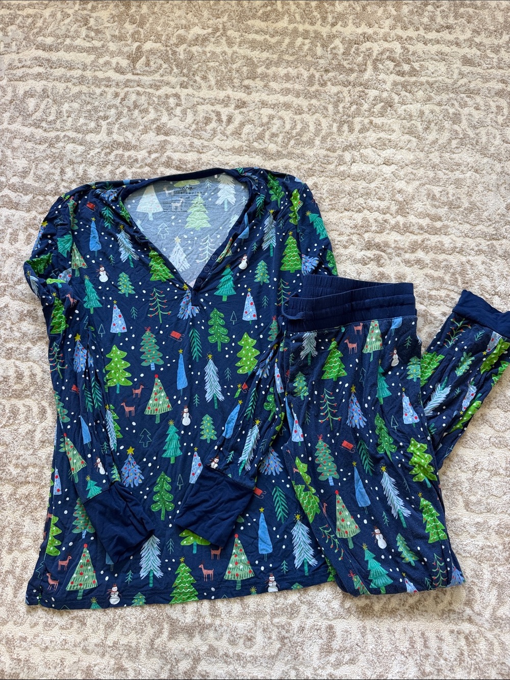 Little Sleepies Navy Blue Holiday Tree Women’s Pajama Set